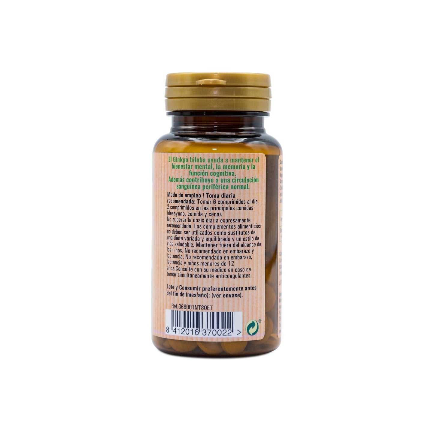Ginko biloba, 80 comprimidos. NaturTierra