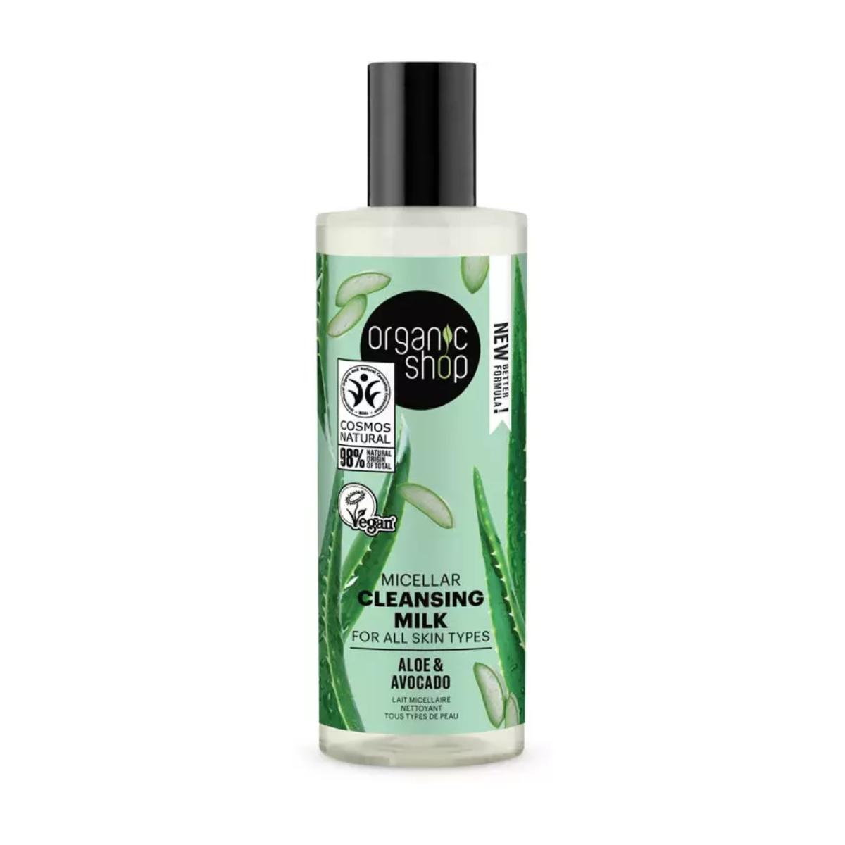 Leche limpiadora micelar aguacate y aloe, Organic Shop 150 ml