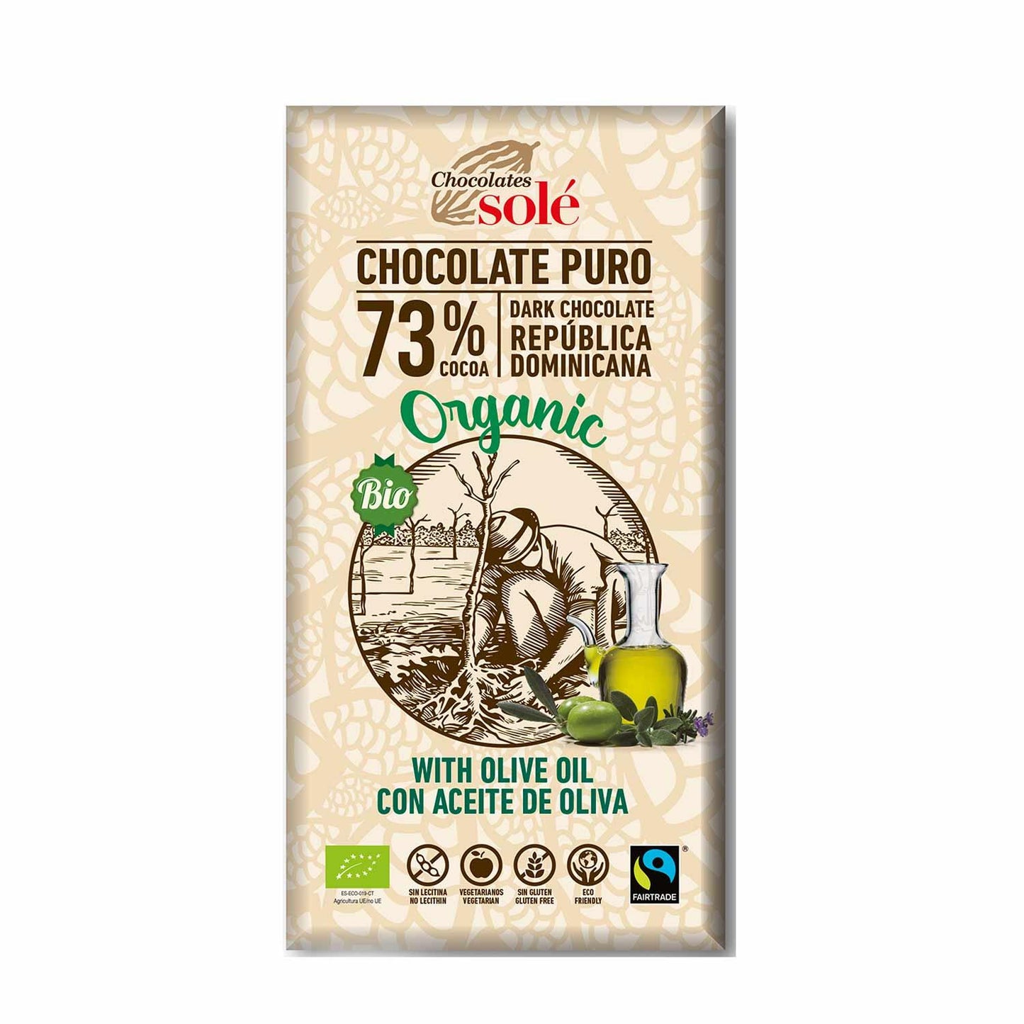 Chocolate Negro con aceite de oliva Solé, 100g