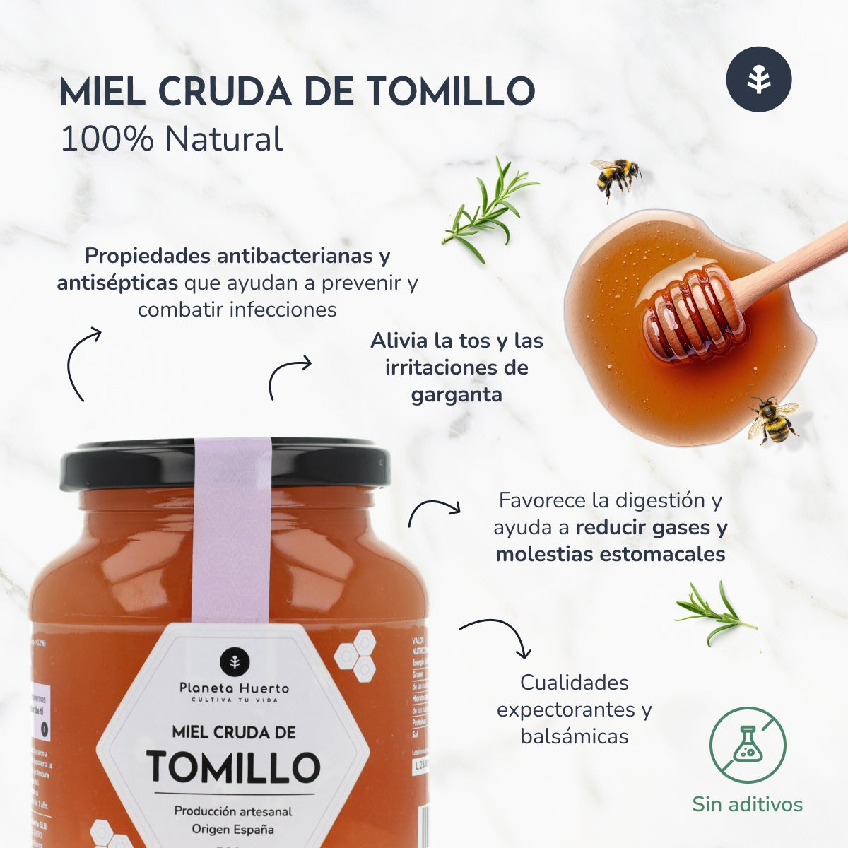 Miel Cruda de Tomillo Planeta Huerto 1 Kg