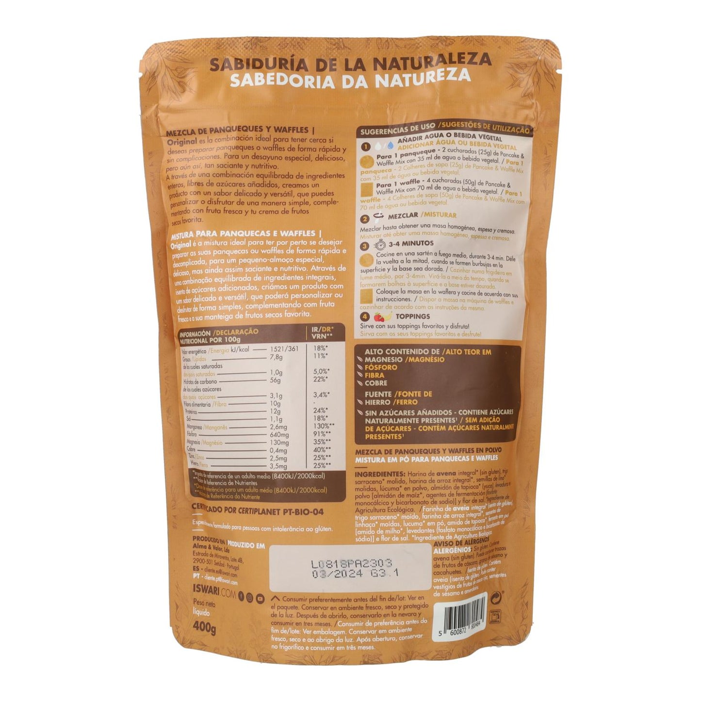 Pancake & Waffle Mix Original Bio ISWARI 400 gr