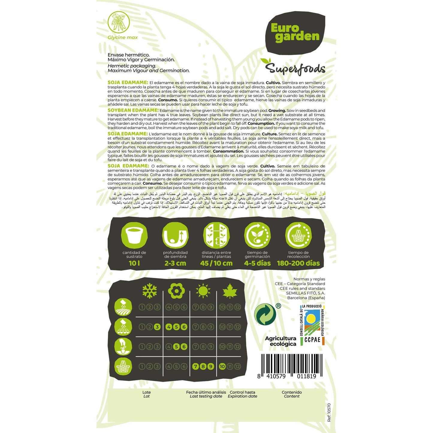 Semillas ecológicas de Soja Summer Shell Edamame Vitalfoods