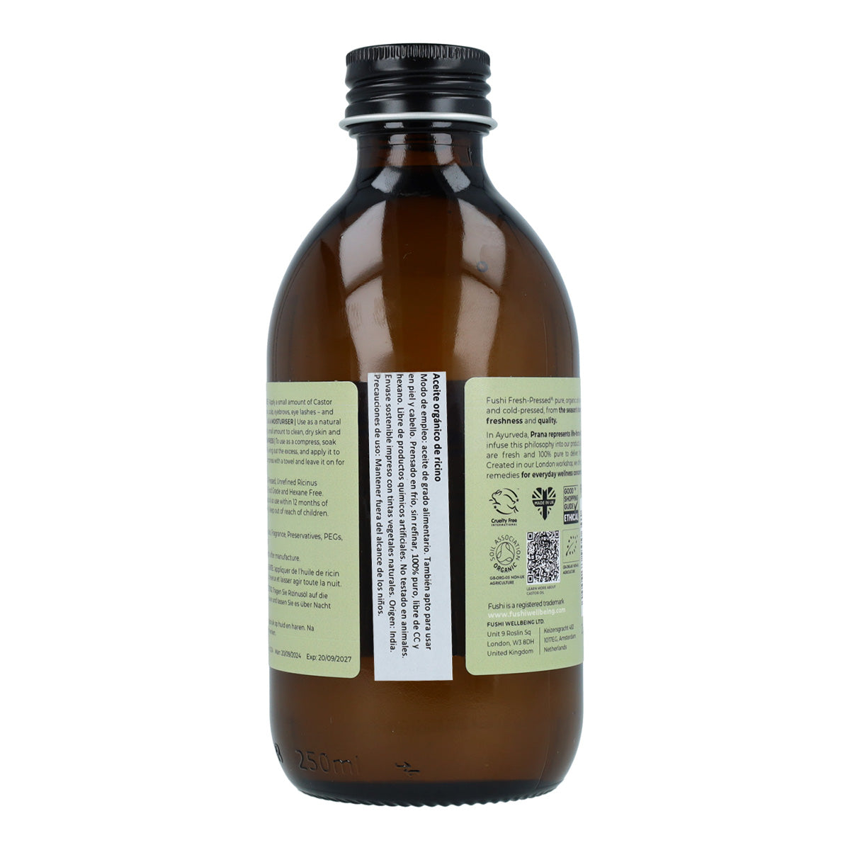 Aceite de Ricino BIO virgen prensado en frío Fushi 250ml