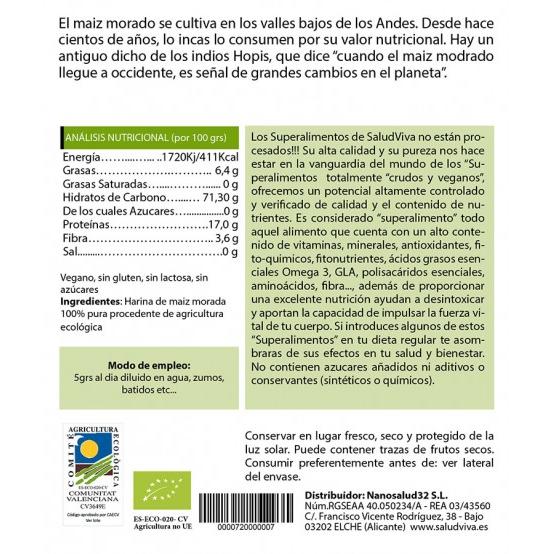 Maíz morado en polvo BIO Salud Viva 125 g