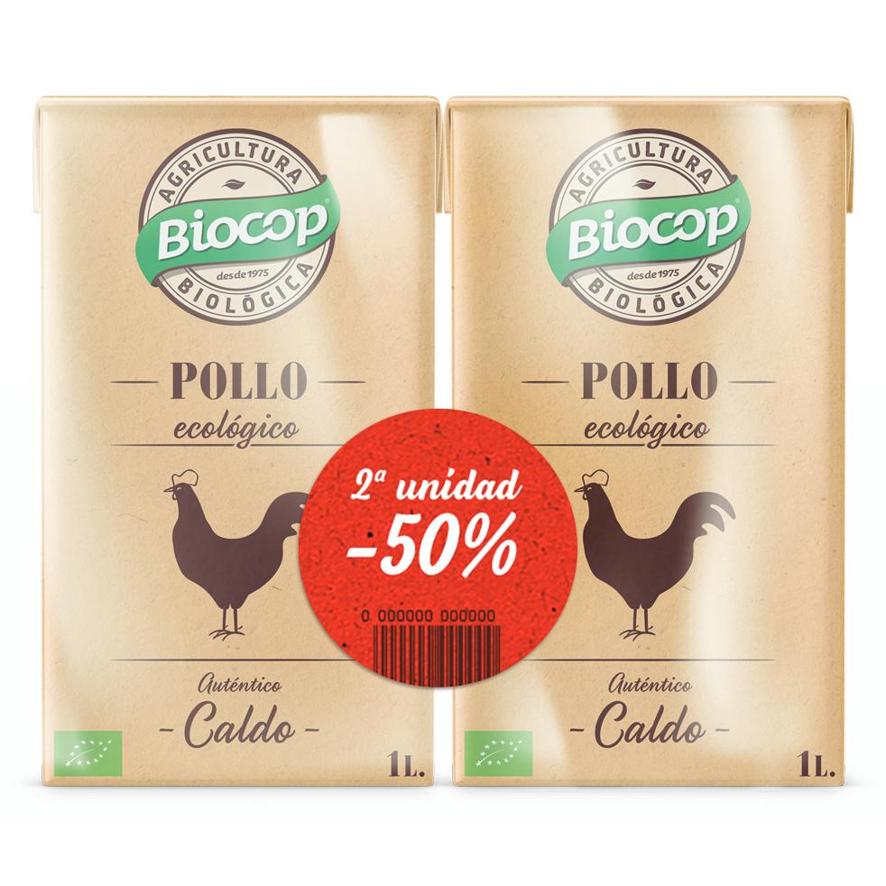Caldo de Pollo BIO PROMO 50% DuoPack Biocop 1 L