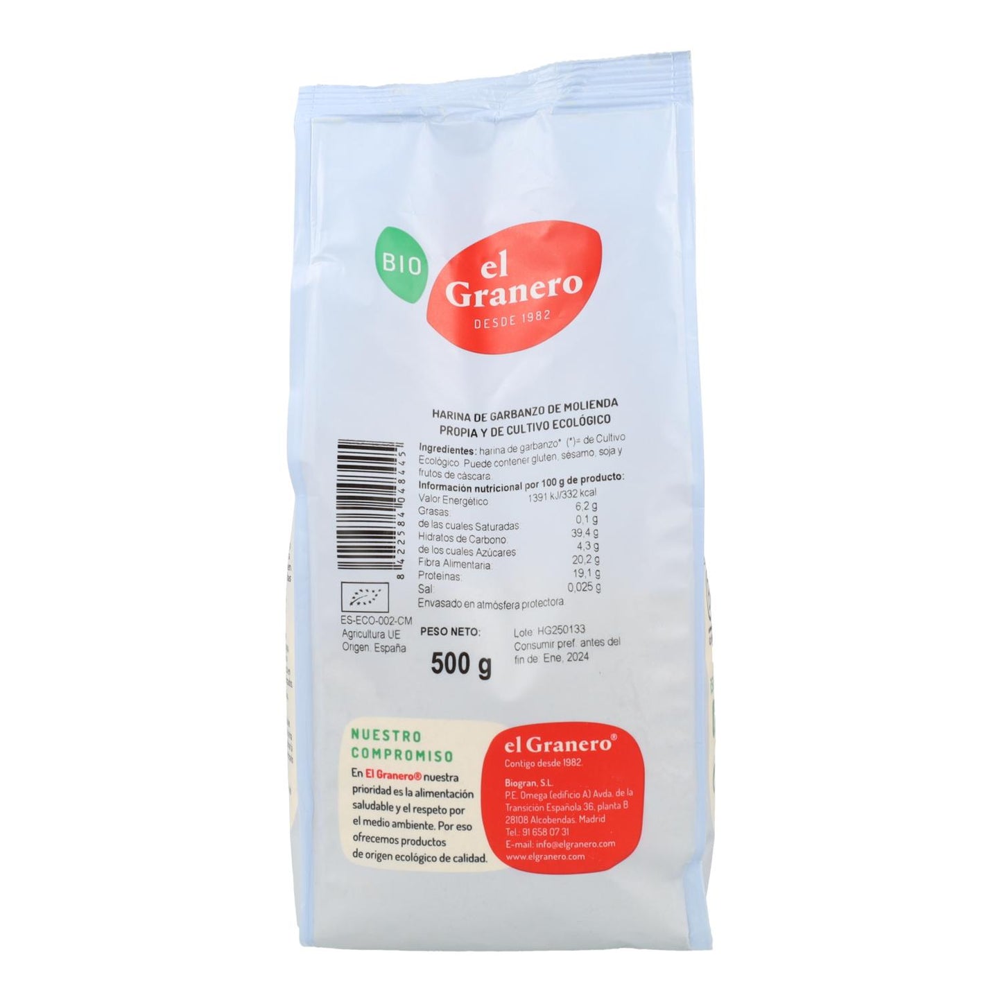 Harina de Garbanzo bio El Granero, 500 g