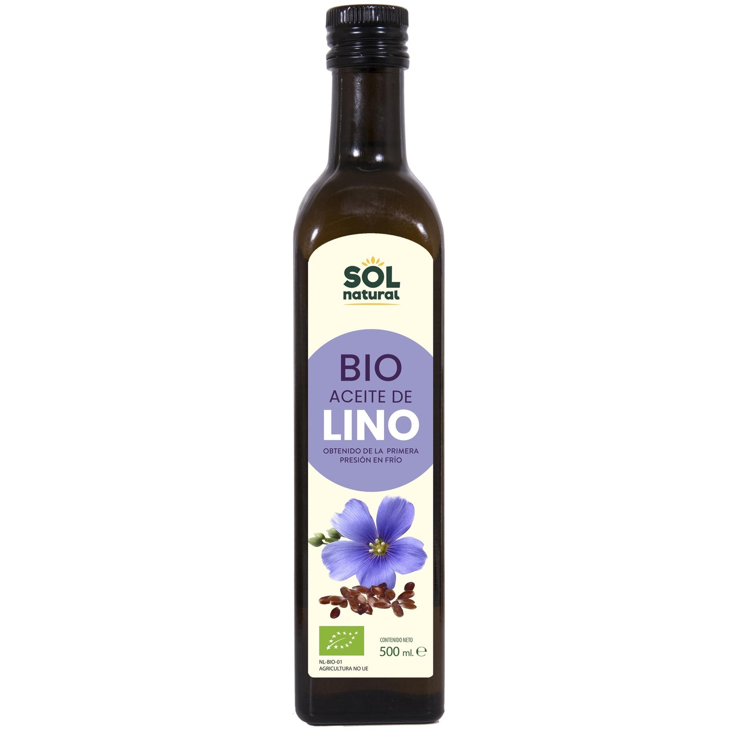 Aceite de lino 1ª presión en frío bio Sol Natural 500 ml