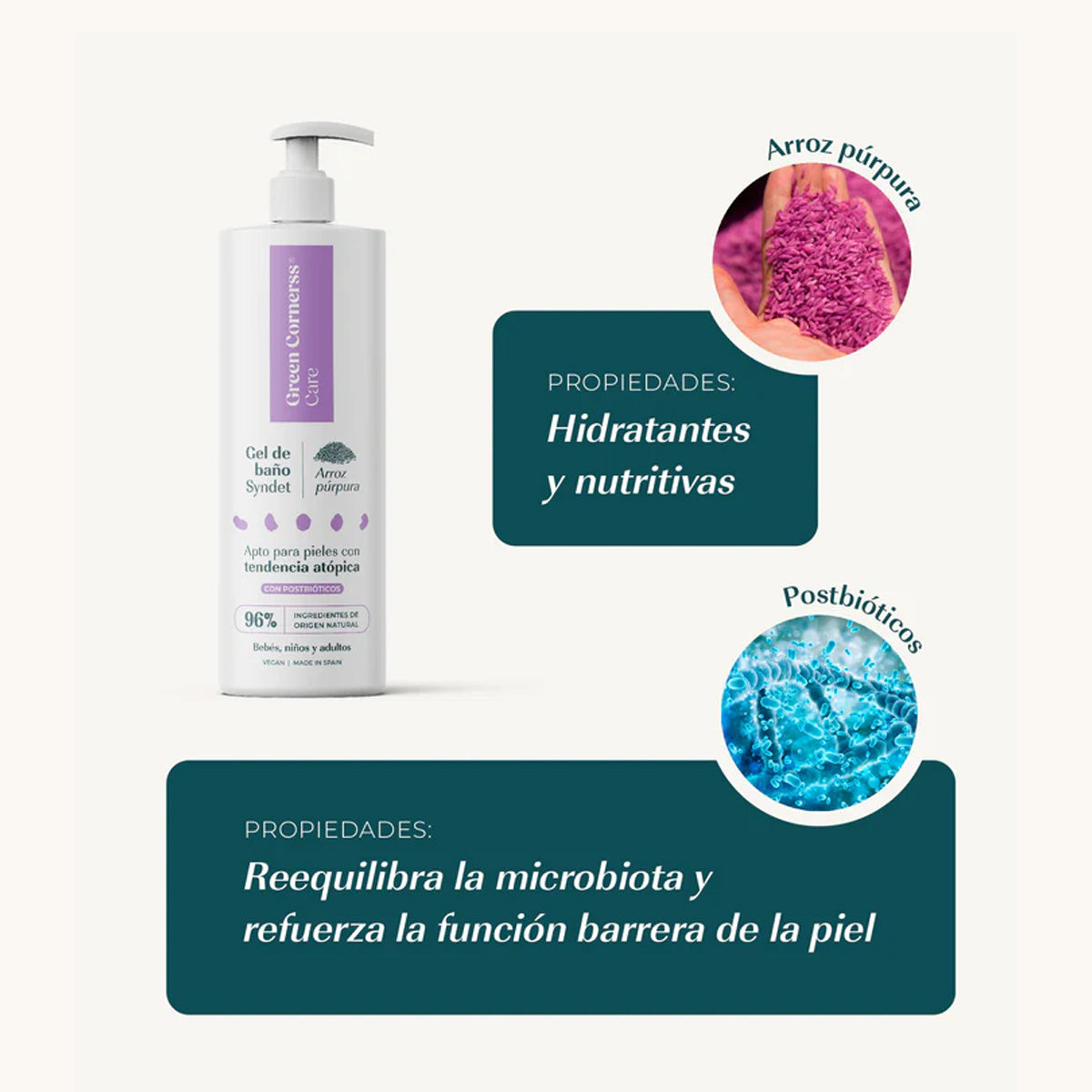 Gel de Baño de Arroz Púrpura Green Corners Care 400 ml