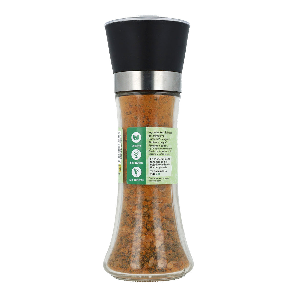 Molinillo Sal Rosa con jengibre, cúrcuma y pimienta ECO Planeta Huerto 200g