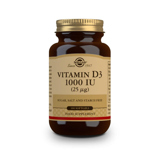 Vitamina D3 1000 IU, 100 perlas de 25μg