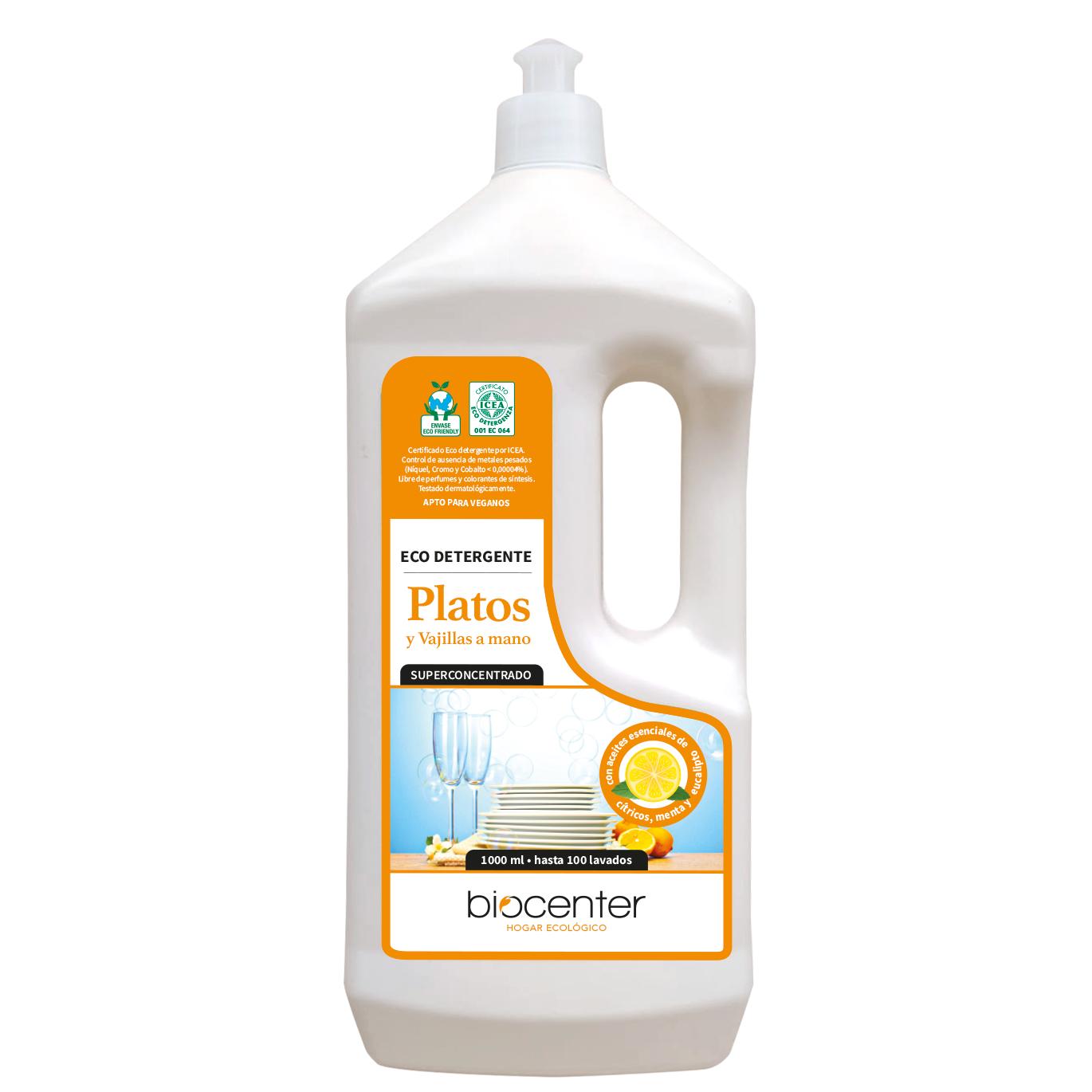 Ecodetergente platos y vajillas a mano Biocenter 1 L