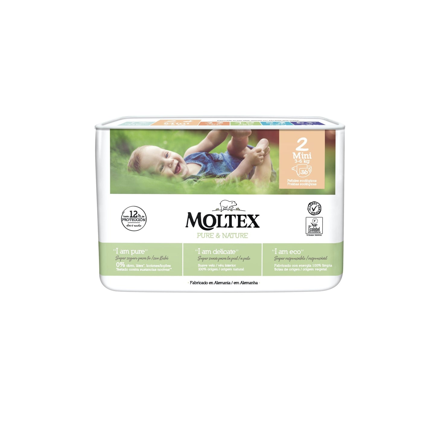 Pañales T2 (3-6 kg) Moltex Pure & Nature, 36 Uds