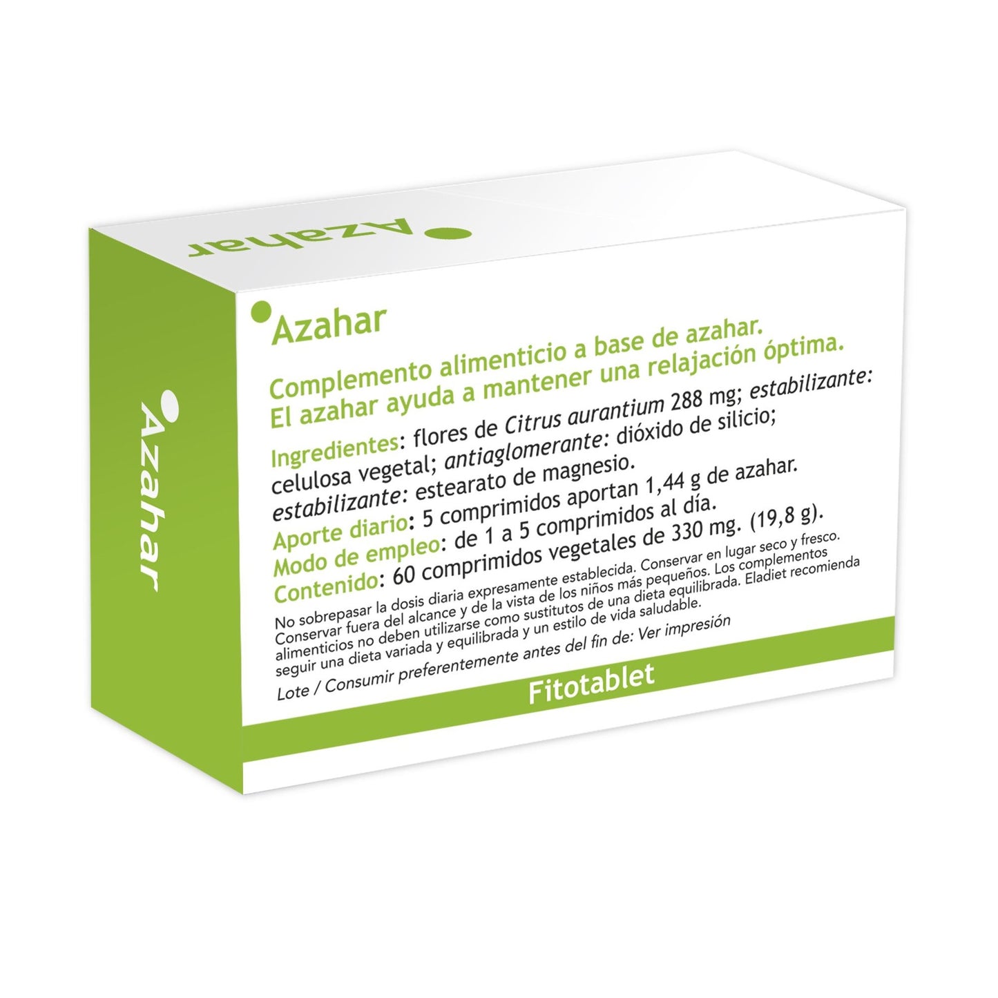 Fitotablet Azahar complemento alimenticio 330 Mg Eladiet 60 Comprimidos