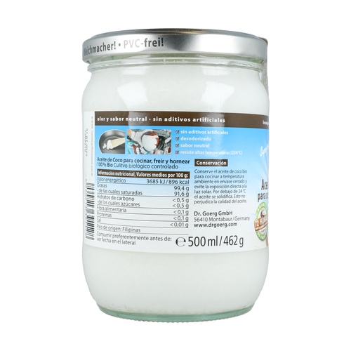 Aceite de coco desodorizado Dr. Goerg 500 ml