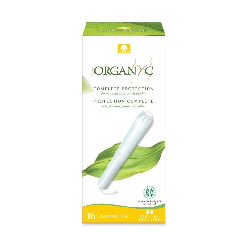 Tampones flujo Regular 100% Algodón Orgánico con aplicador Organyc 16 Uds