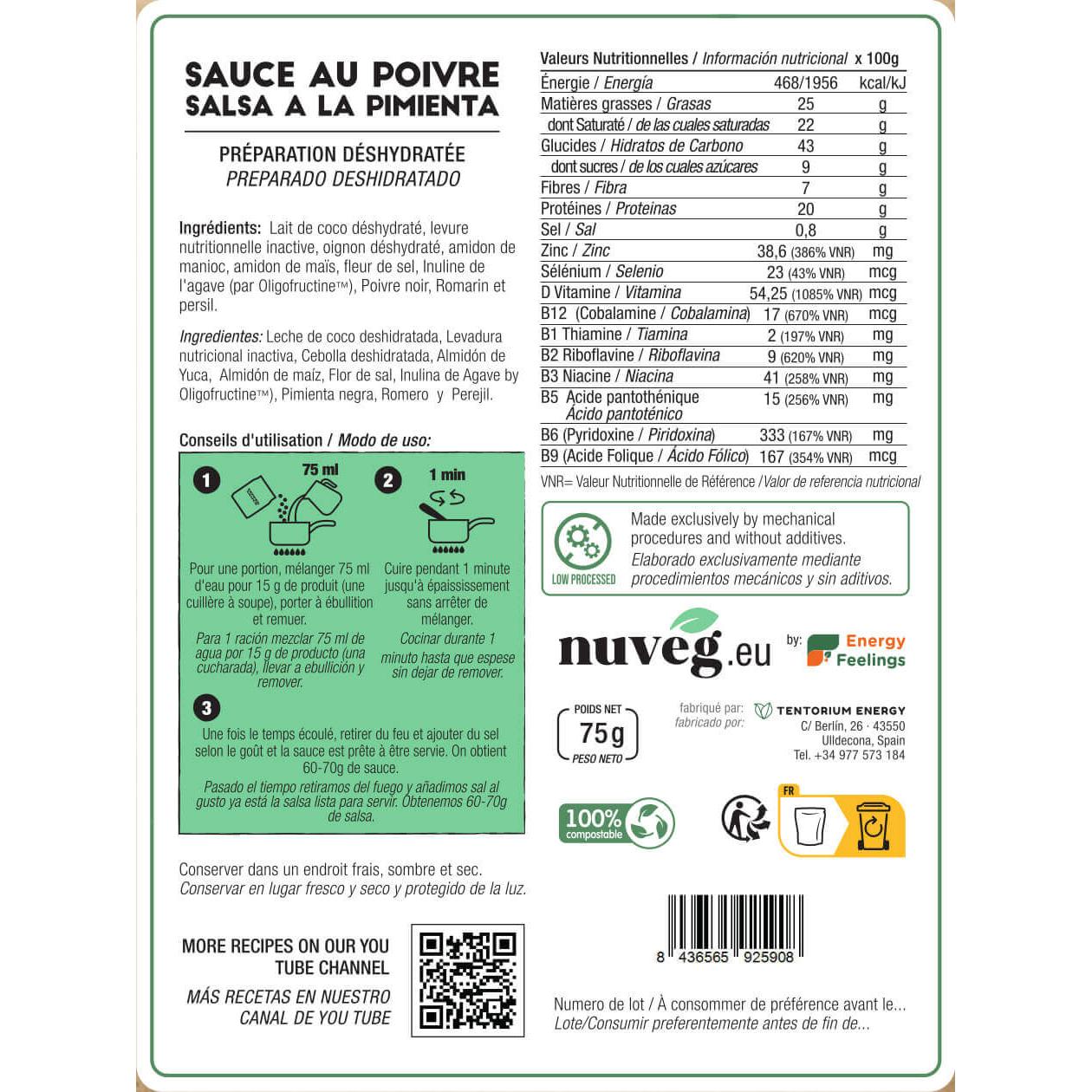 Salsa pimienta Nuveg 75 g