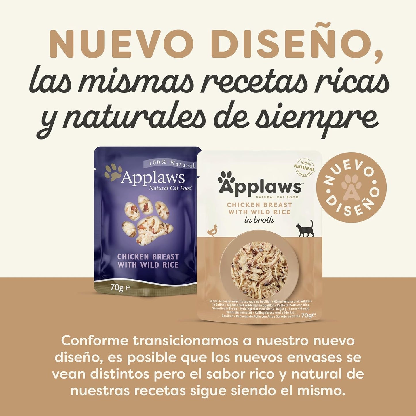 Comida húmeda para gatos Sobre Pollo con arroz salvaje 70gr Applaws Cat