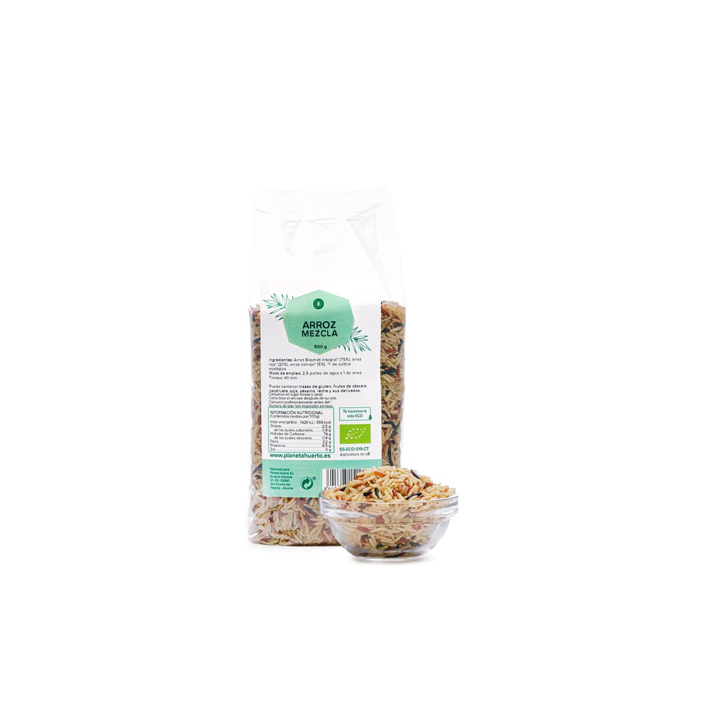 Mezcla de arroces basmati integral, rojo y salvaje ECO Planeta Huerto 500 g