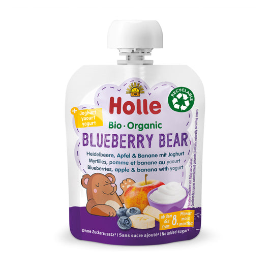 Smoothie BIO de arandano, manzana, plátano con yogur (desde el 8º mes) BLUEBERRY BEAR Holle 85g