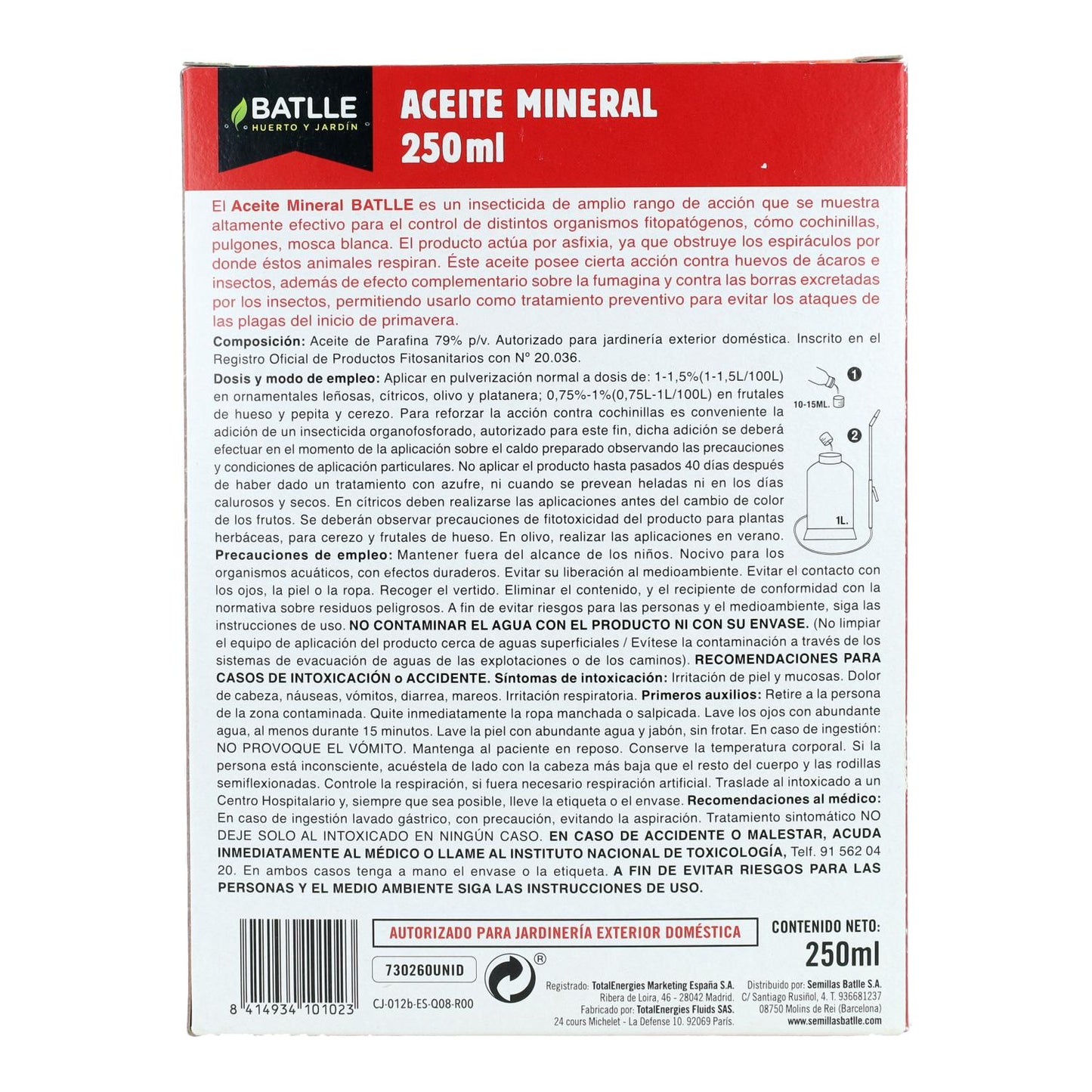 Aceite Mineral insecticida 250 ml Batlle