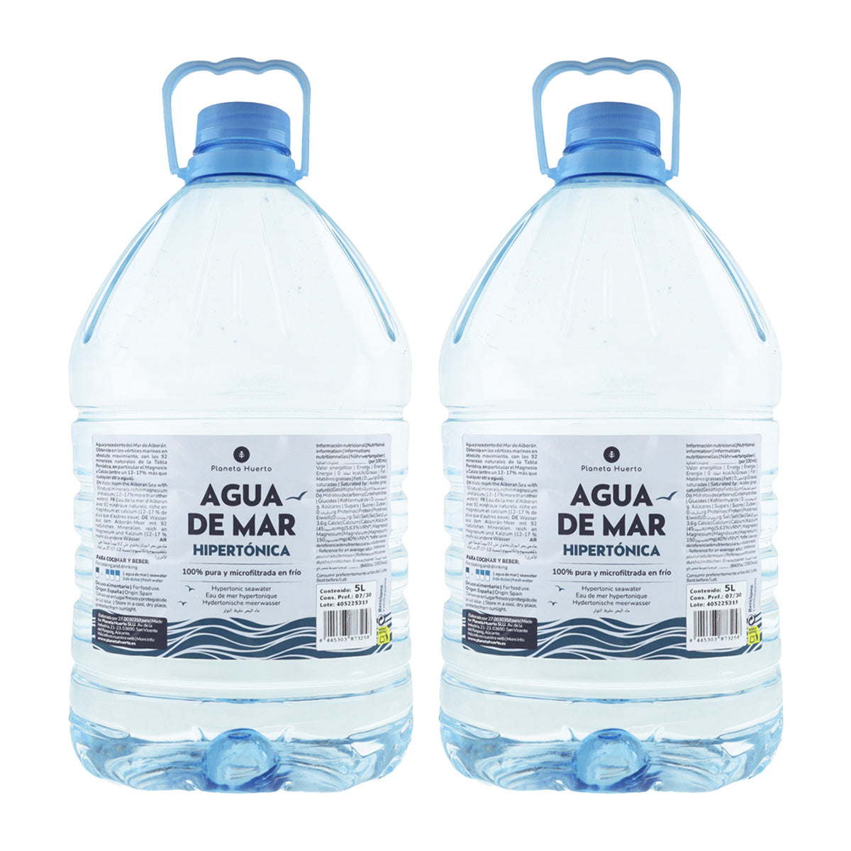 Pack 2 uds Agua de Mar Hipertónica Garrafa Planeta Huerto 5 L