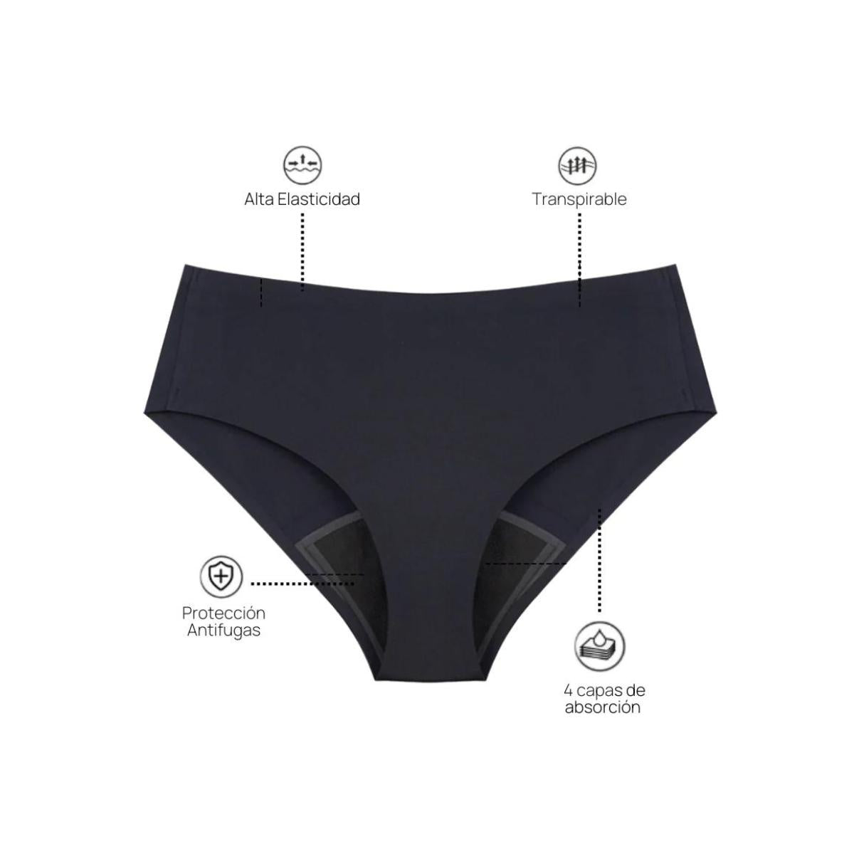 Braga menstrual sin costuras color negro talla S My Alma