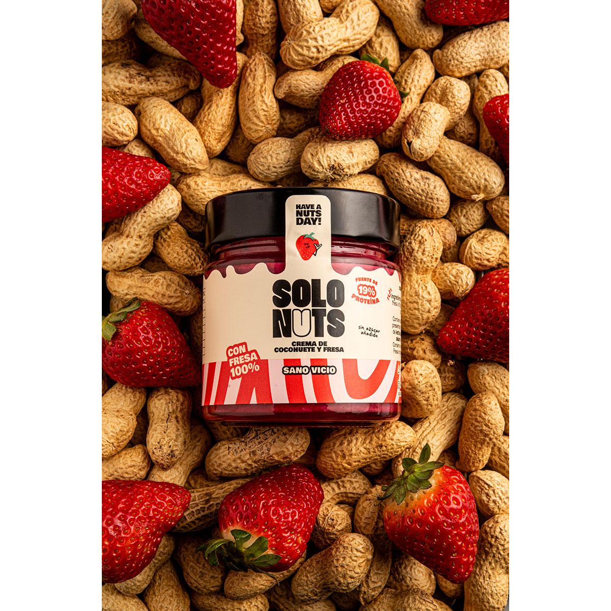 Crema de Cacahuete y Fresa 100% natural SOLONUTS 200 g