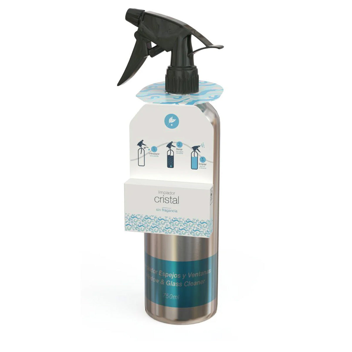 Botella de aluminio + una pastilla limpiacristales ecológica Neletab