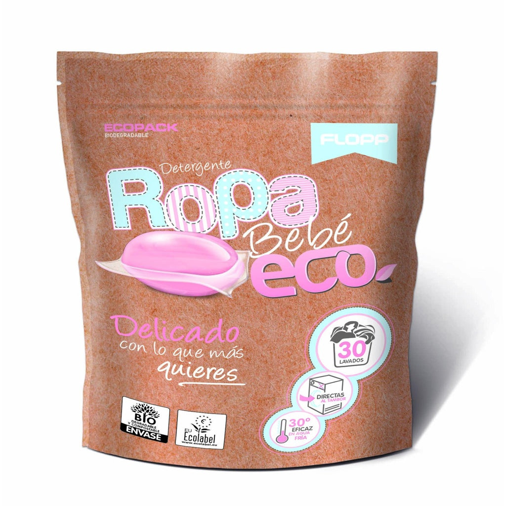 Pack 2 x Detergente Ropa Bebé Líquido Concentrado BIO Eco Pack Flopp 30 cápsulas