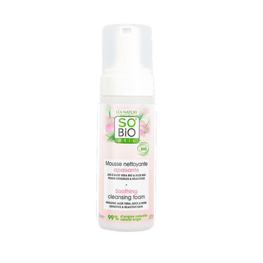 Espuma limpiadora calmante hipoalergenica bisabolol, aloe vera & rosas BIO So'Bio étic 150 ml