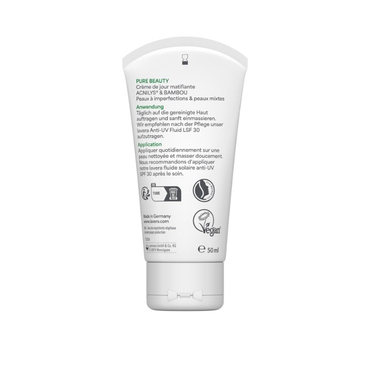 Crema día equilibrante matificante pure beauty Lavera 50 ml