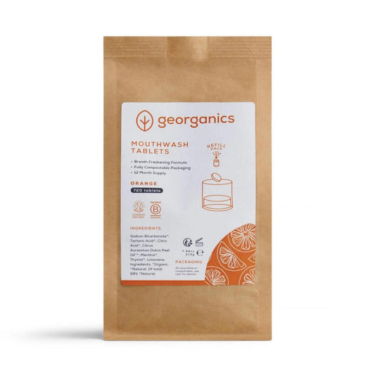 Recarga de pastillas de enjuague bucal de naranja, Georganics 720 unidades