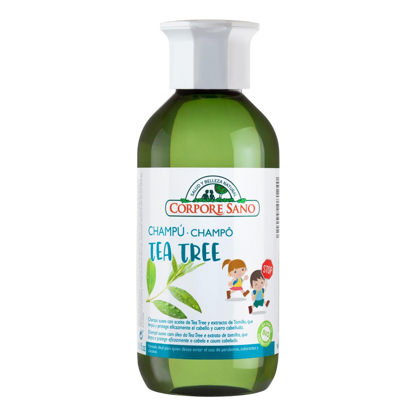 Champú escolar tea tree, con extracto de árbol de té y tomillo, Corpore Sano 300 ml