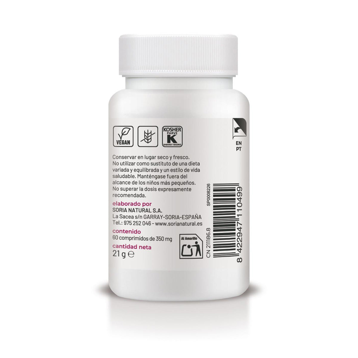 Zinc liberación sostenida, Soria Natural, 60 comprimidos