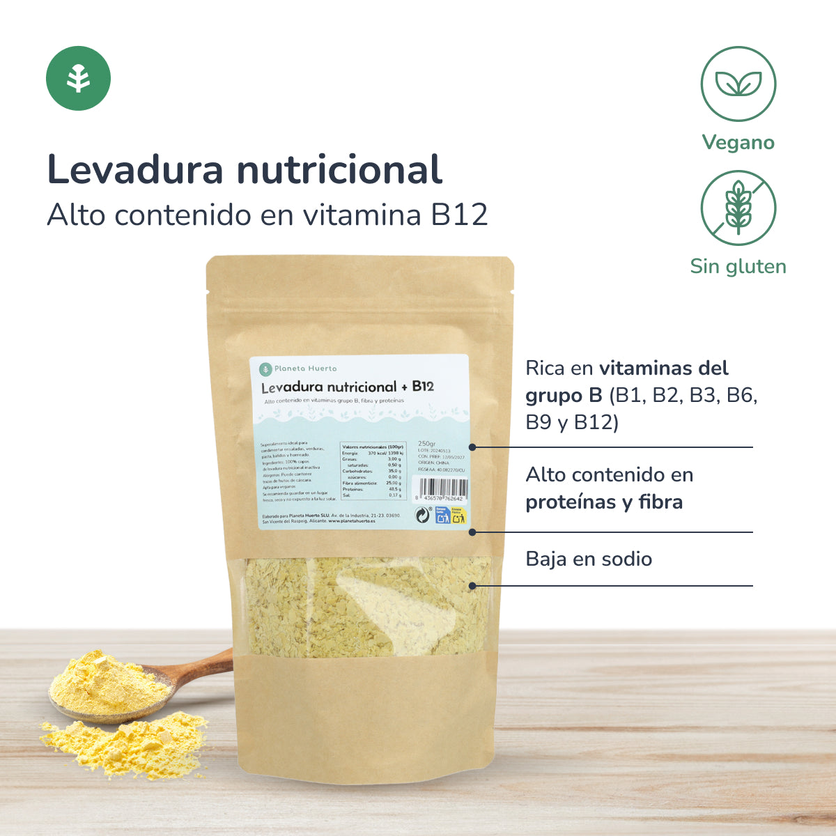 Levadura Nutricional + B12 Planeta Huerto