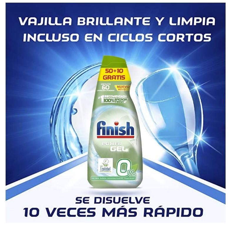 Gel Lavavajilla Finish 0% Power Gel 60 dosis