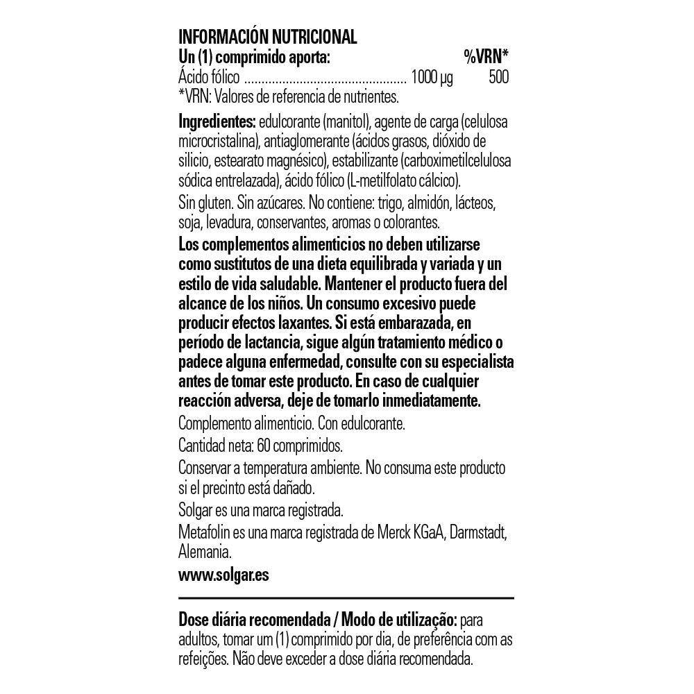 Folato 1000mcg 60comp Solgar