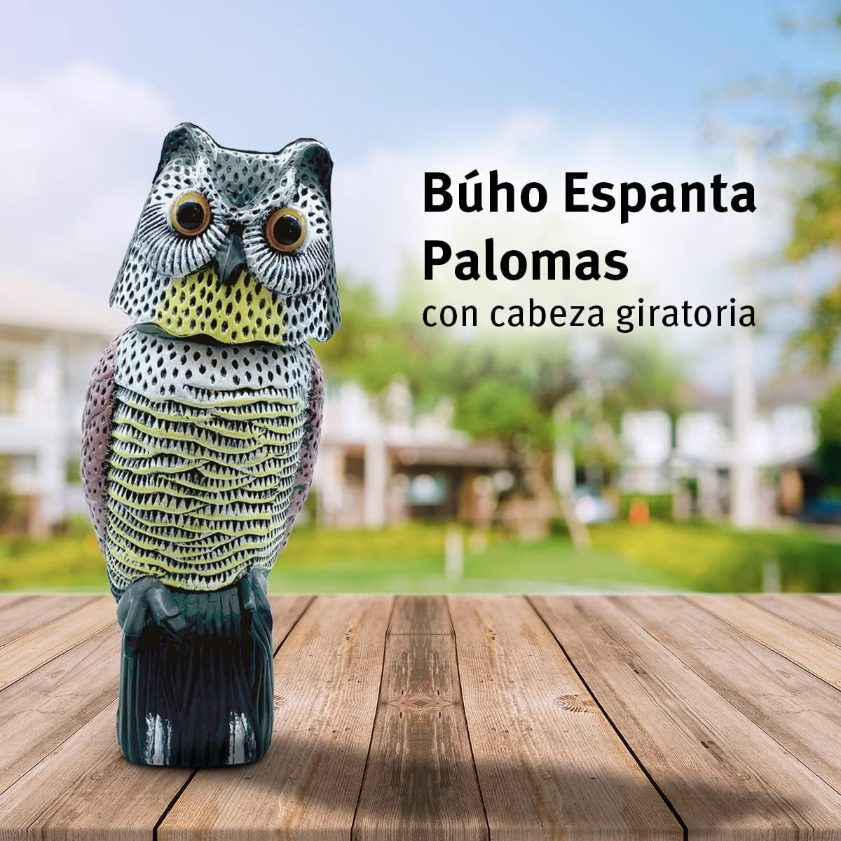 Pack 2 Búhos espantapájaros cabeza giratoria 41 cm Biotop