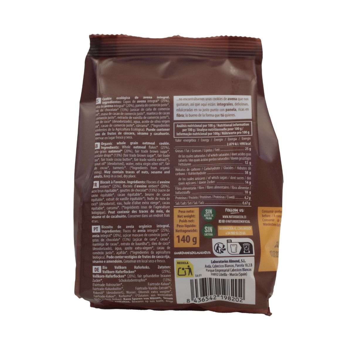 Cookie de Avena Integral Bio NaturGreen 140 g
