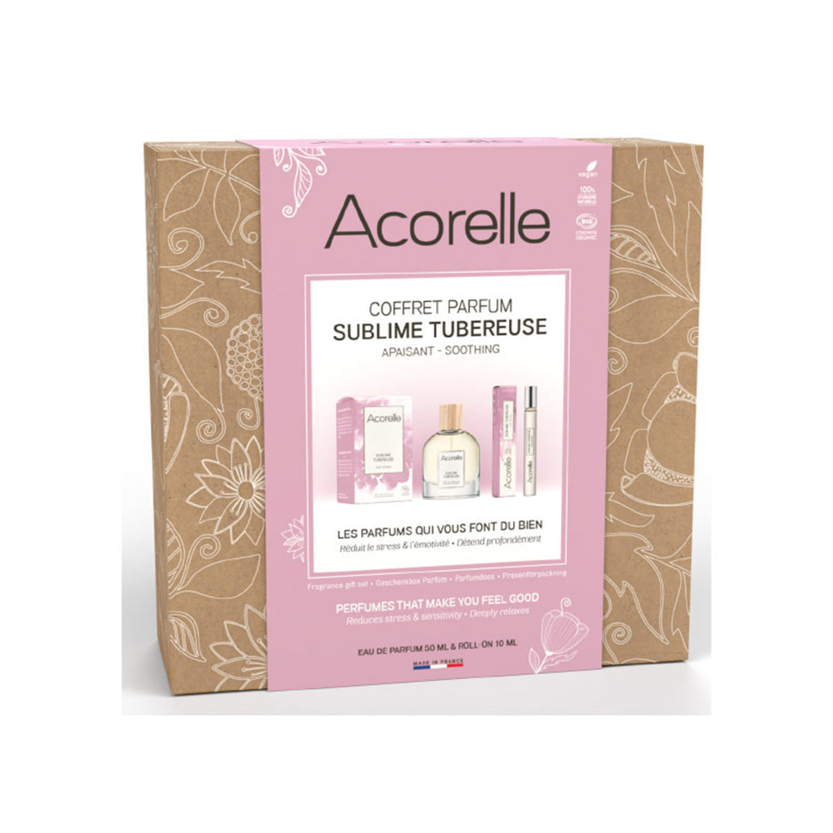 Set de Perfumes 100% de Origen Natural Fragancia Sublime Tubéreuse, Acorelle, 1x50ml + 1x10ml