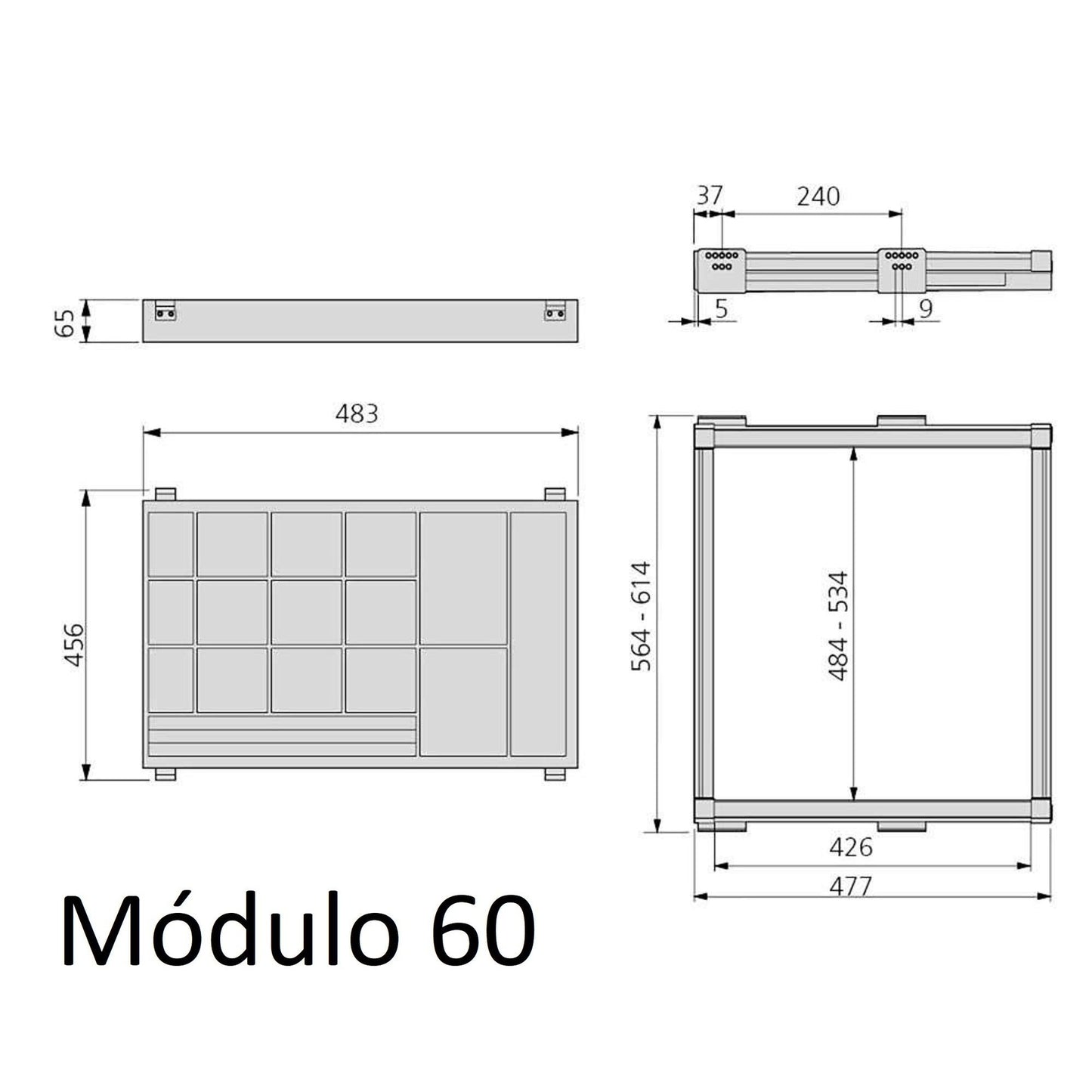 Emuca Kit Joyero y Bastidor de guías, regulable
