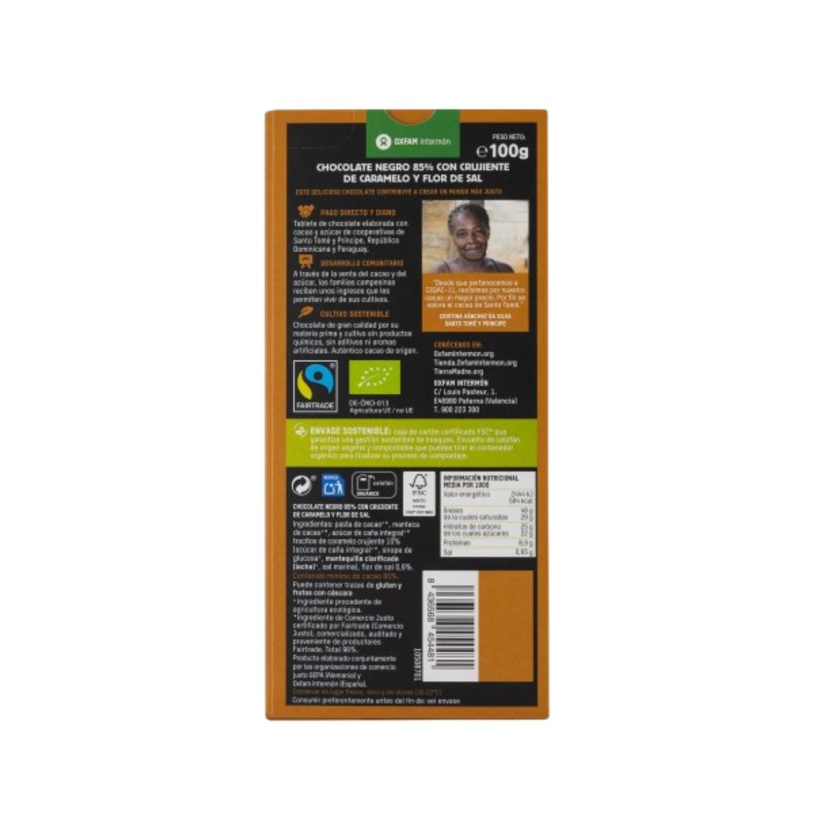 Tableta chocolate negro 85% caramelo y flor de sal Tierra Madre 100 g