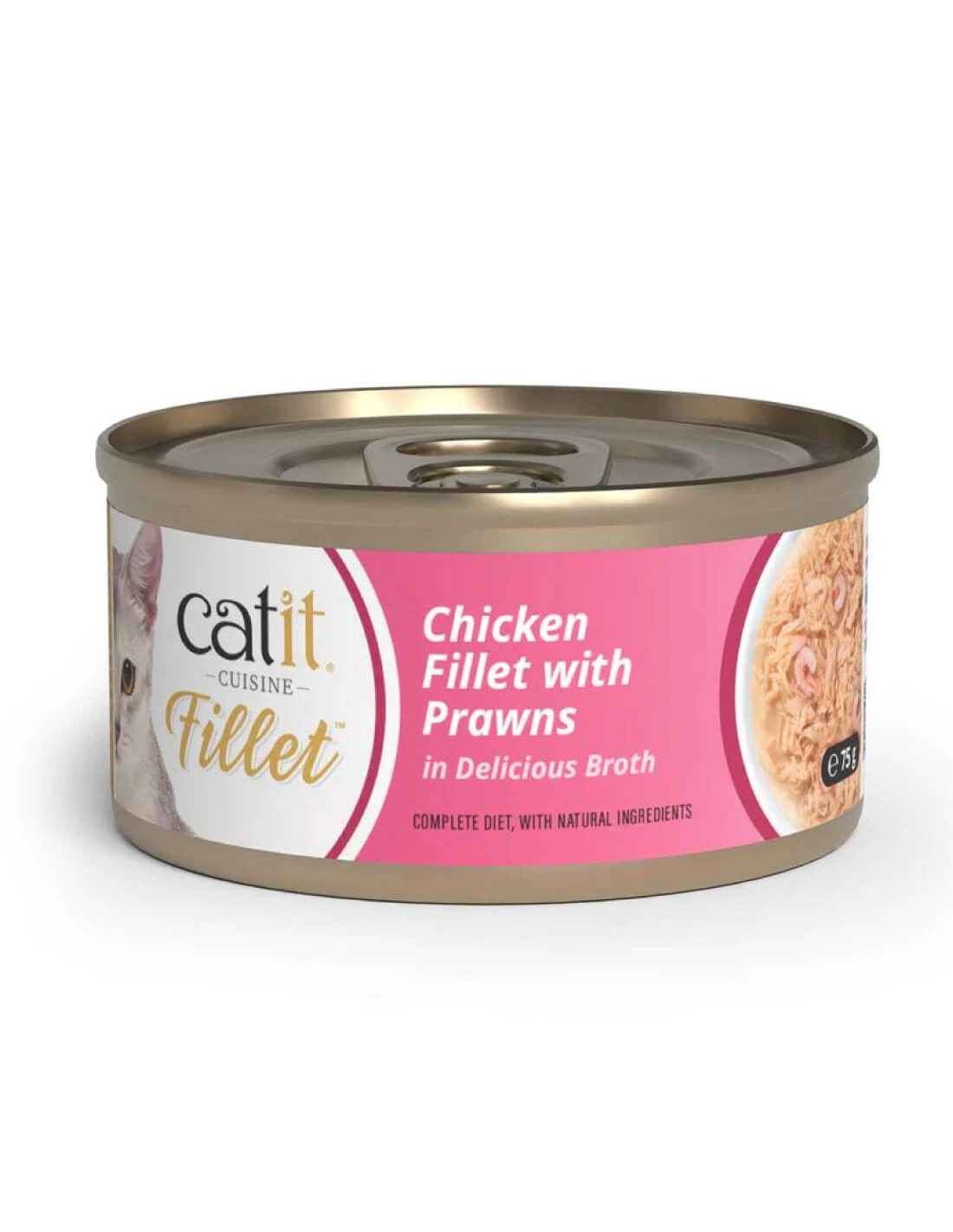 Comida húmeda para gatos Fillet pollo con gambas en caldo Cuisine 75 g Catit