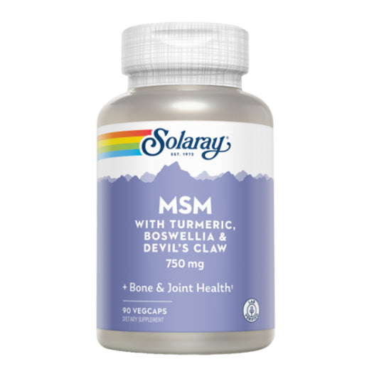 MSM w/ Turmeric, Boswellia & Devil's Claw, Solaray, 90 cápsulas vegetales