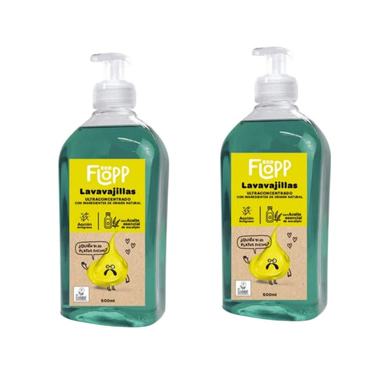 Pack 2 x Lavavajillas ECO manual con pulsador Flopp 500ml