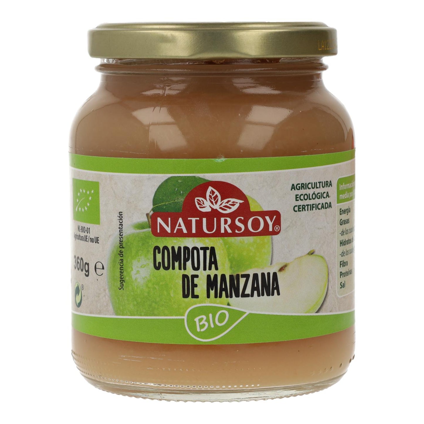 Compota de manzana ECO, 370 ml. Natursoy