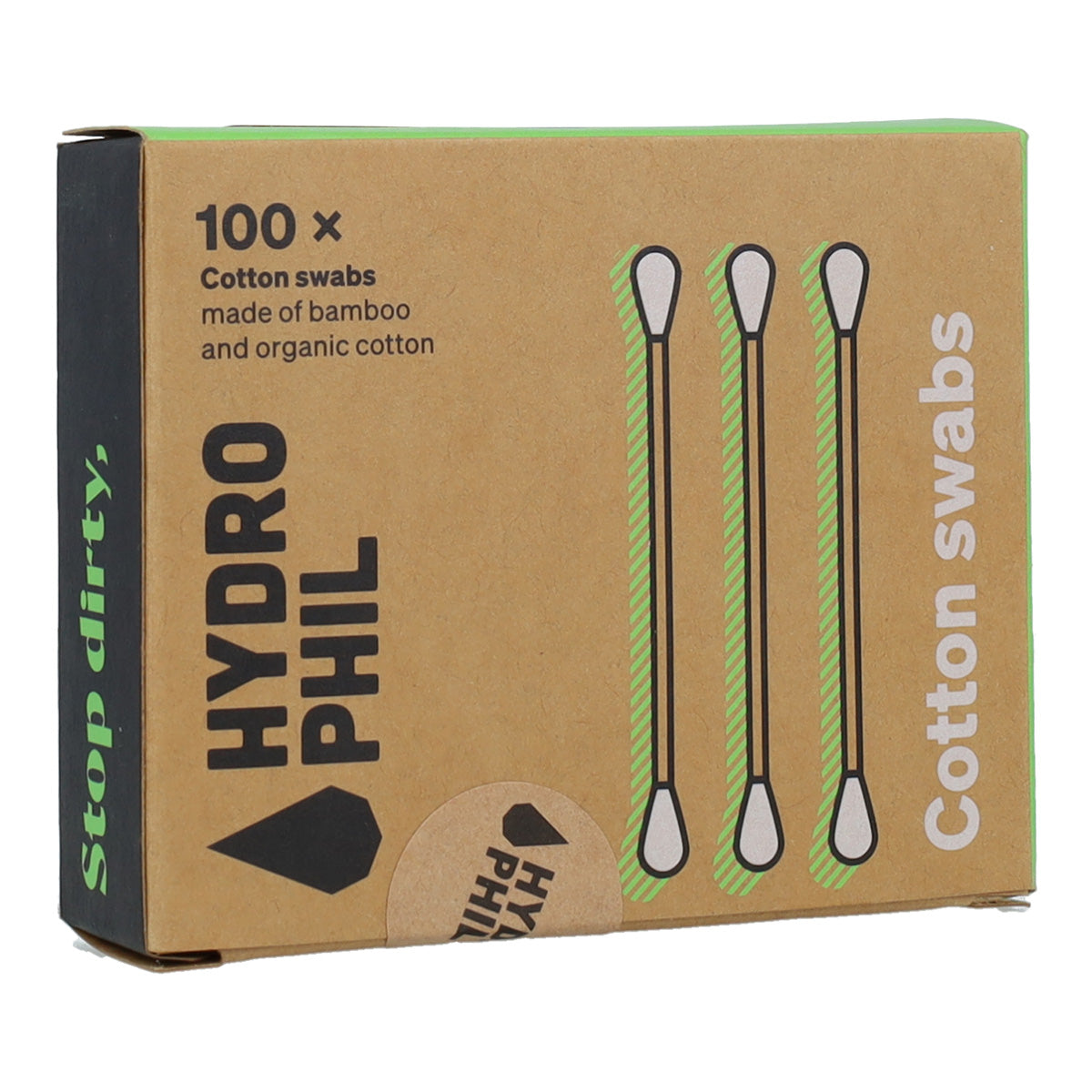 Bastoncillos para oido de Bambú y Algodón Ecológico Hydrophil, 100 ud