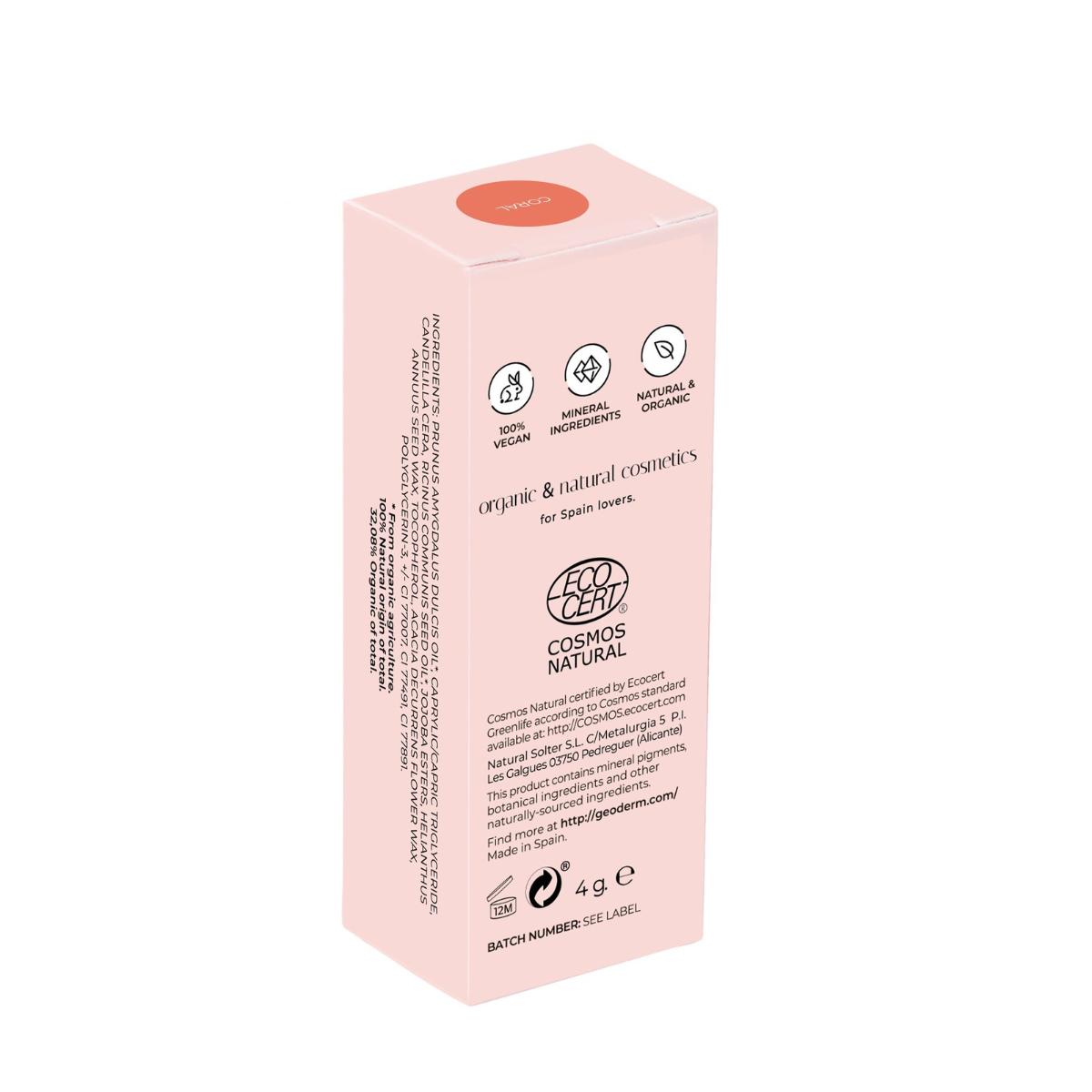 Lipstick Coral/Marrón Naranja Claro (Natural y Vegano) Geoderm 4 g