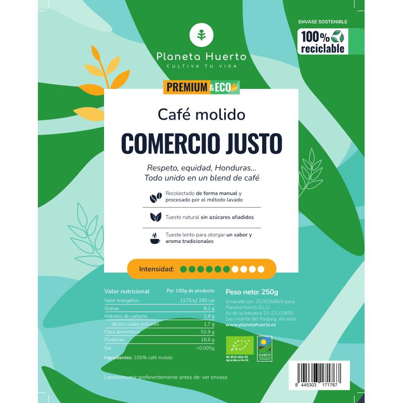 Café molido Eco Honduras comercio justo Planeta Huerto 250 g