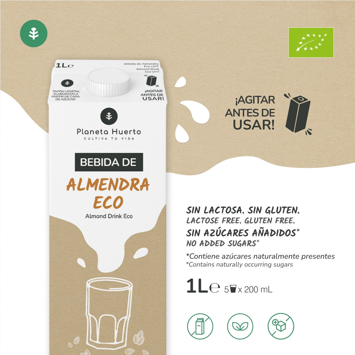 Pack 12x Bebida de Almendra Eco Planeta Huerto 1L